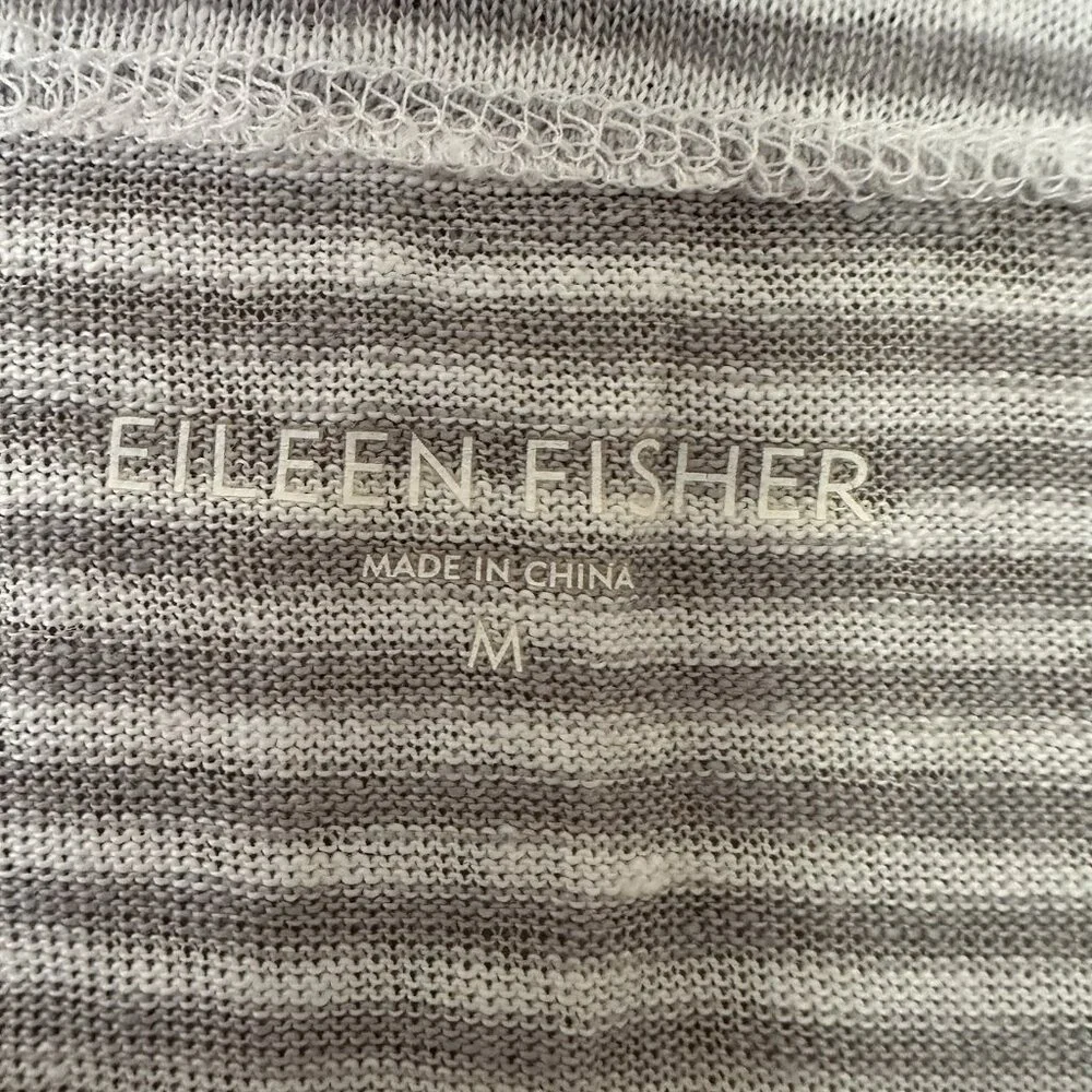 SOLD Eileen Fisher M 100% Organic Linen Tunic Top Neutral Quiet Luxury Staple Ba - Picture 2 of 6